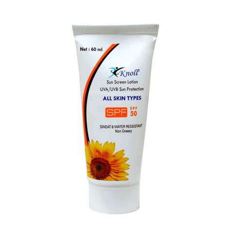 Knoll Sun Screen Lotion | SPF 50 | UVA/UVB Sun Protection | All Skin ...