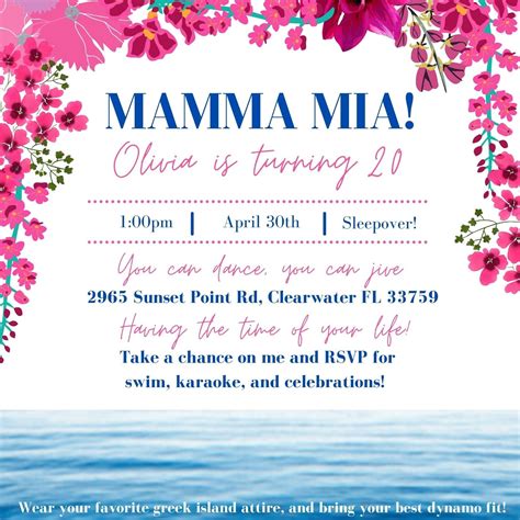 Mamma mia birthday party invitation template canva – Artofit