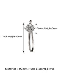 Buy Light Weighted Clip on Nose Pin in 92.5 Silver and White Cubic ...