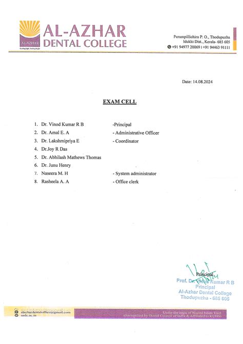 Exam Cell | Al-Azhar Dental College
