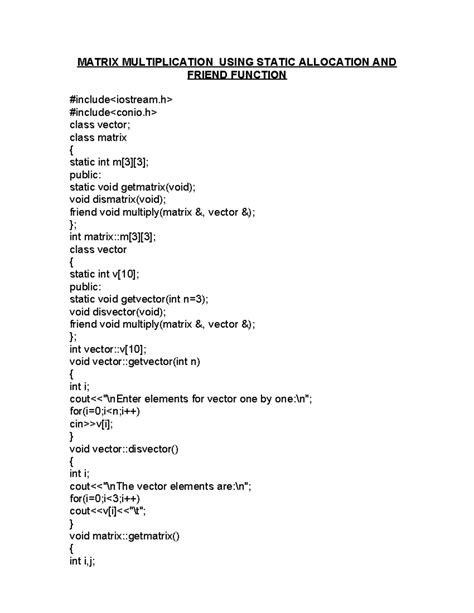 LAB manual practical - MATRIX MULTIPLICATION USING STATIC ALLOCATION ...