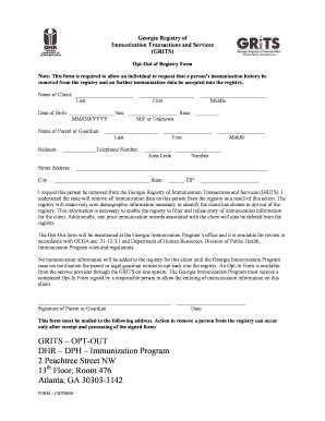 Fillable Online Georgia Registry of Immunization Transactions and ...