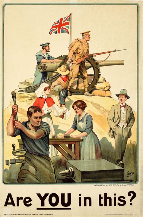 Unknown - Original Antique British War Recruitment Propaganda Poster ...