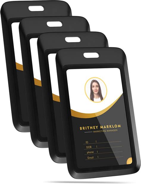 TOPKEY 4 Pack Sliding Black ID Badge Holder, Heavy Duty Plastic ID ...
