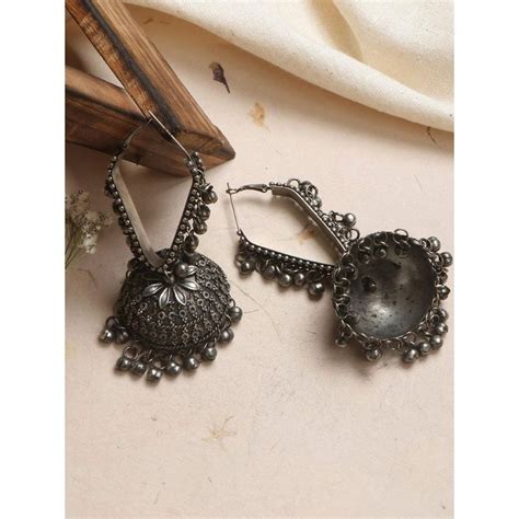 Buy Teejh by Joker and Witch Turvi Silver Oxidised Earrings for Women ...