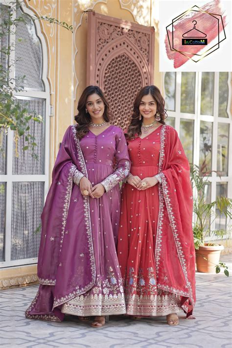ANARKALI GOWN WITH EMBROIDERY WORK – InCottoM