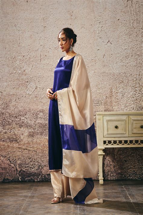 Blue And Tissue Kurta Set – Masumi Mewawalla