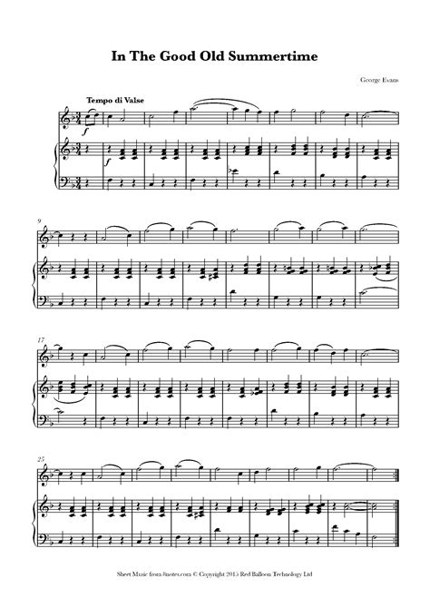George Evans - In The Good Old Summertime Sheet music for Flute ...