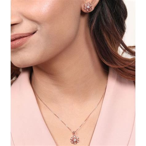 Buy Zavya Radiant Rose Gold Floral Fantasy CZ 925 Sterling Silver ...