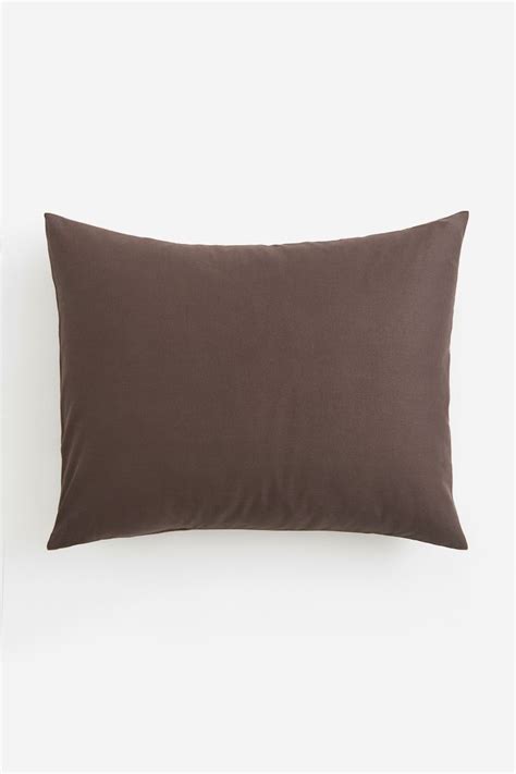 Cotton pillowcase - Dark brown - Home All | H&M IN