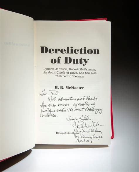 Dereliction of Duty - The First Edition Rare Books