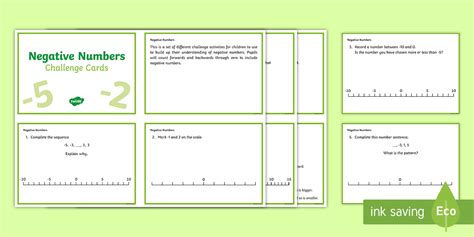 KS2 Negative Numbers Challenge Cards (teacher made) - Twinkl