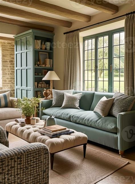 Country cottage lounge decor, sitting room and Cotswolds style interior ...
