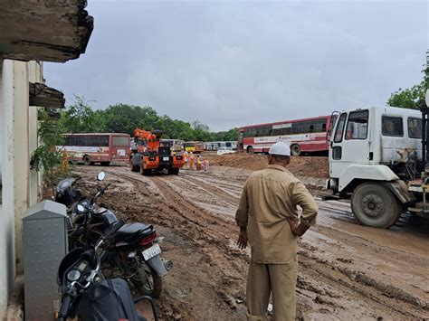 1 foot of mud layer, crane had to be called trapping 5 buses ...