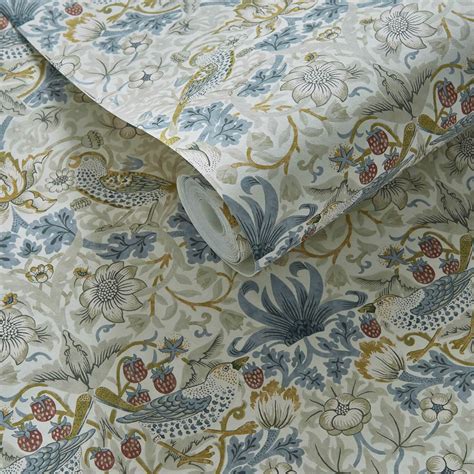 William Morris Strawberry Thief Wallpaper - Linen / Plum - Curtains At Home