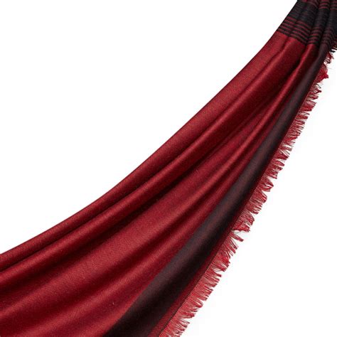 Burgundy Multi Stripe Wool Silk Scarf | Ipekevi
