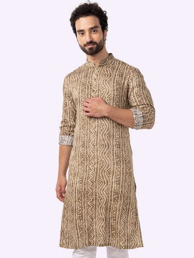 Traditional Coffee Brown Printed Kurta For Men – The Kurta Company