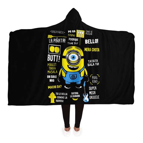 Minion Famous Quotes Hooded Blanket - Hooded Blanket - AOP | Nurd Tyme ...