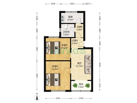 福临名邸111.29户型，福临名邸3室2厅1卫1厨约111.29平米户型图，朝南北朝向 - 石家庄安居客