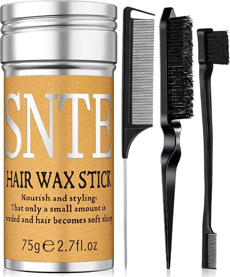 Hair Wax Stick & Slick Back Hair Brush Set, Non-greasy Styling Wax ...