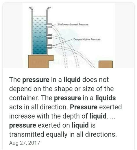 List two properties of liquid pressure. Draw diagram - Brainly.in