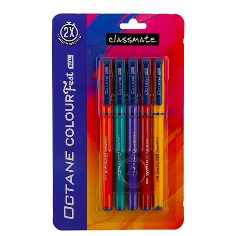 Classmate Octane Colour Fest Ball Pen - Blue, Pack of 5 : Amazon.in ...