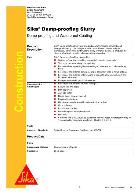 Damp Proofing Slurry 的图像结果