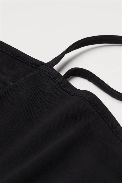 Cropped jersey strappy top - Black - Ladies | H&M IN