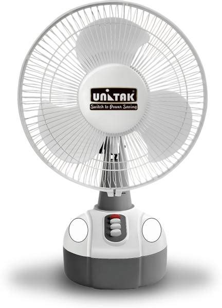 Unitak AC/DC RECHARGEABLE TABLE FAN (WITH BATTERY) 300 mm 3 Blade Table ...