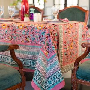 Buy Indian Block Print Tablecloth, Floral Cotton Table Cover, Table ...