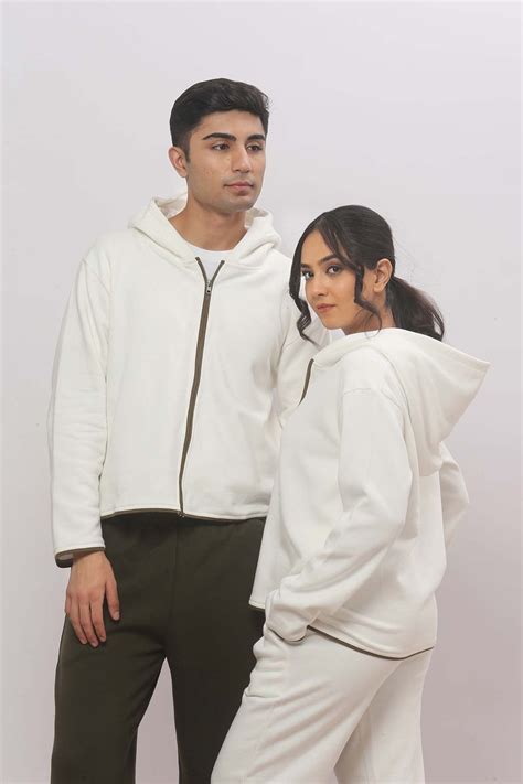 Off White Olive Tipping Zip Hoodie + Off Straight Jogger Co-ord Set ...