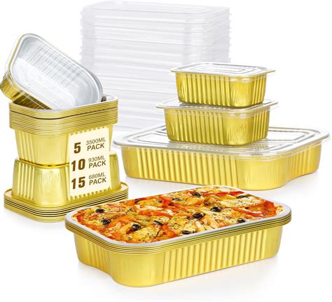 Amazon.com: 15 Pack Gold Aluminum Pan 9 x 13 Inches with Clear Lids ...