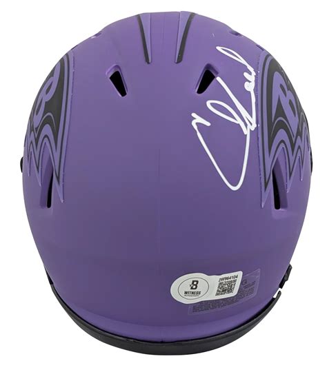 Ed Reed Signed Baltimore Ravens Rave Alternate Speed Mini Helmet w/ Case (Beckett Witness ...