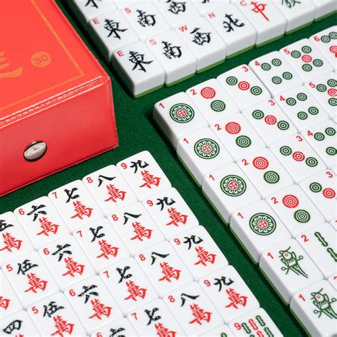Mahjong Set Chinese Mahjong Set MahJongg Tile Set with Red Case Mahjong ...