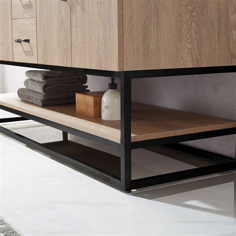 Vinnova Alistair 60-in North American Oak Undermount Double Sink ...