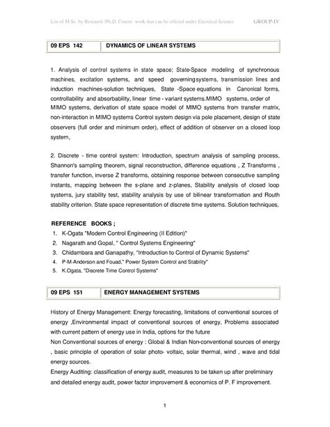 Electrical-Scienceg-4 - 09 EPS 142 DYNAMICS OF LINEAR SYSTEMS Analysis ...