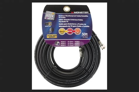 CABLE COAX RG6 50' BLACK by MONSTER JHIU MfrPartNo 140040-00 : Amazon ...