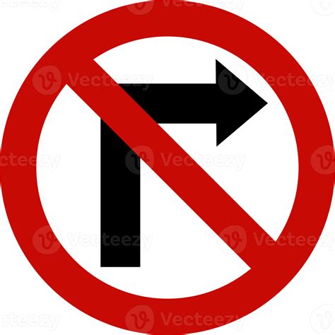 No right turn red road sign or traffic sign. Street symbol illustration ...