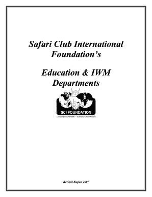 Fillable Online Safari Club International Foundations Education IWM Fax ...