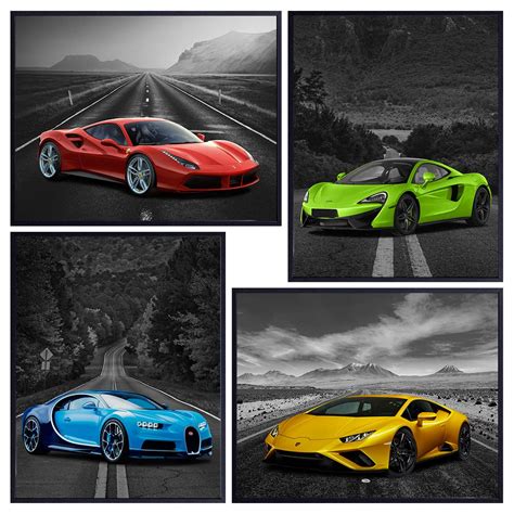 Lamborghini McLaren Ferrari Bugatti Poster Set - | Ubuy India