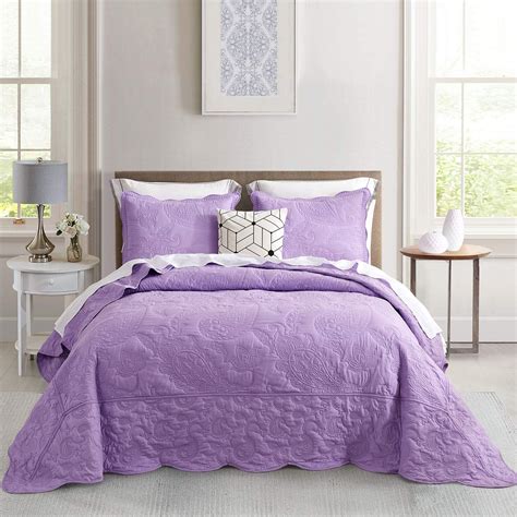 Amazon.com: HZ&HY Oversized Bedspread Set Purple Lavender - King Size ...