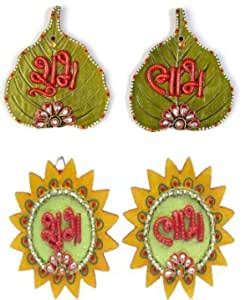 Buy Aapnocrafts Combo of Designer Sunflower and Paan Shubh Labh Wall ...