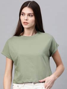 Roadster Solid Women Round Neck Green T-Shirt - Buy Roadster Solid ...