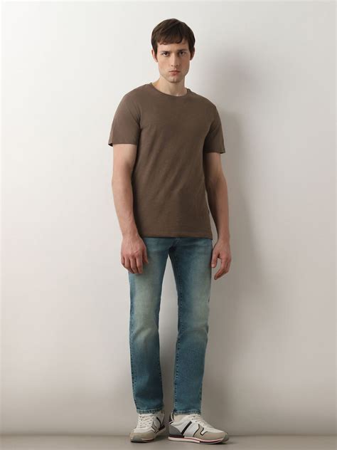 Buy Dark Brown Organic Cotton Crew Neck T-shirt for Men Online