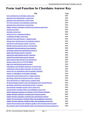 Fillable Online Form And Function In Chordates Answer Key. form and ...