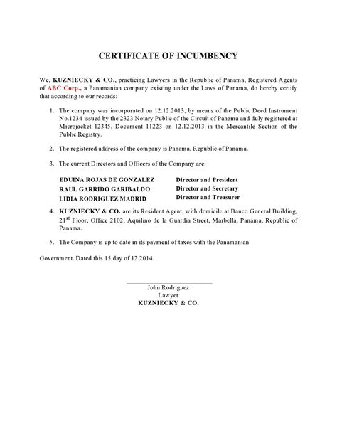 50 Best Certificate of Incumbency Samples (Free) ᐅ TemplateLab