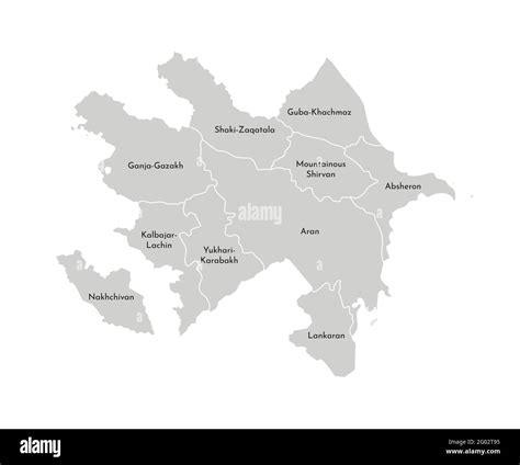 Vector isolated illustration of simplified administrative map of Azerbaijan. Borders and names ...
