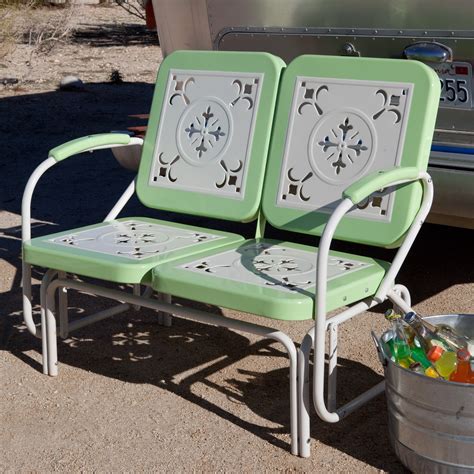 Coral Coast Paradise Cove Retro Metal Outdoor Glider Loveseat | Retro ...