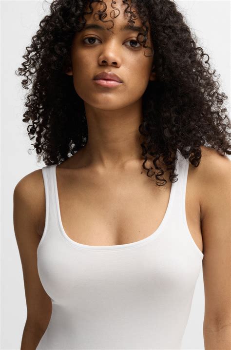 HUGO - Two-pack of stretch-cotton vests with logo print - White