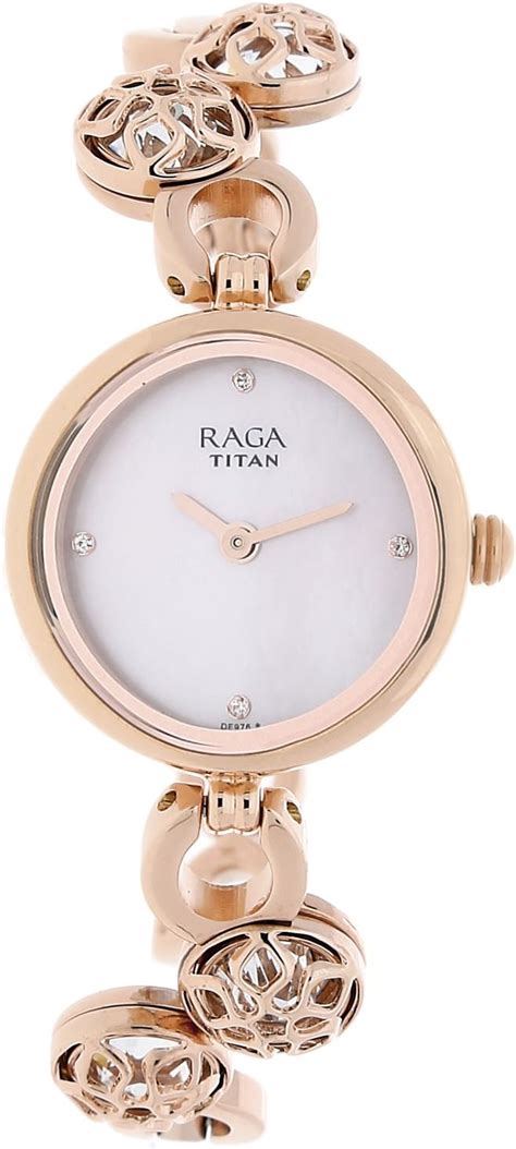 Titan Raga Moonlight Mother of Gold Pearl Gold Dial Women's Analog ...